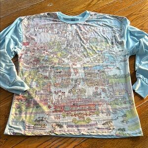 Walt Disney 50th Anniversary maps shirt. Long sleeve.  Size Medium.